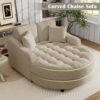 Modern Chaise Lounge Sofa Bed Upholstered Sofa Couch With Tufted Seat And Detachable Pillows For Living Room - Champagne - Image 4