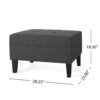Classic Fabric Ottoman With Birch Wood Legs And High Quality Foam Padding - Dark Gray - Image 2