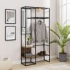 Modern Hall Tree With Hanging Storage - Rustic Oak - Image 5