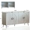 Modern Lacquered 4 Door Wooden Cabinet Sideboard Buffet Server Cabinet Storage Cabinet, For Living Room, Entryway, Hallway, Office, Kitchen And Dining Room - Champagne Silver - Image 12