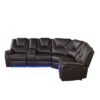 Modern Faux Leather Manual Reclining With Center Console And LED Light Strip, Living Room Furniture Set, Symmetrical Couch With 2 Cup Holders And Storage For Living Room - Brown - Image 10