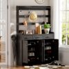 Minimalist 4 Door Shoe Cabinet With Coat Rack, Spacious Top, 3 Drawers, 8 Shelves, Metal Hooks And Handles For Hallway - Black - Image 6
