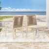 Cordoba - Dining Chair (Set of 2) With Acacia Wood Frame And Water Repellent Fabric - Beige / Yellow - Image 11