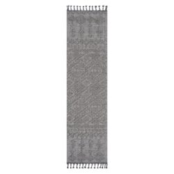 Guros - 2' X 8' Traditional Indoor / Outdoor Area Rug - Gray / White
