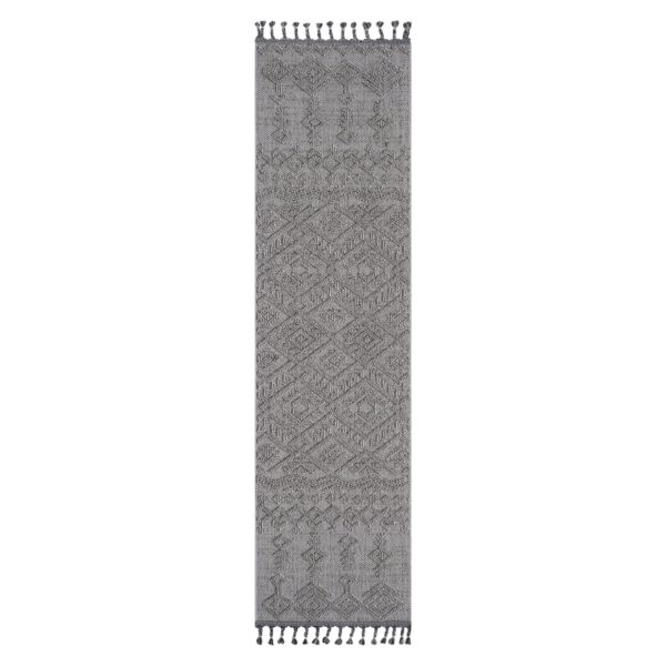 Guros - 2' X 8' Traditional Indoor / Outdoor Area Rug - Gray / White