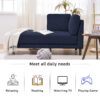 Mid-Century Modern Linen Corner Lounge Chair, Upholstered Indoor Chaise Lounge, Sleeper Sofa Bed - Blue - Image 18
