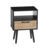 15.75" Rattan End Table With Power Outlet & USB Ports, Modern Nightstand With Drawer And Solid Wood Legs, Side Table For Living Room, Bedroom - Black - Image 7