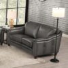 Belfast-Top Grain Leather Loveseat - Gun Ash - Image 3
