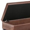 Cosmopolitan - Storage Ottoman Bench With Open Bottom - Distressed Saddle Brown - Image 4