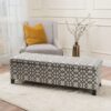 Quotient - Upholstered Storage Ottoman With Tapered Block Feet - Gray / White - Image 5