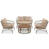 Bohemia-Inspired 4 Person Outdoor Seating Group With Removable Cushions, Conversation Patio Set With Wood Tabletop - Beige - Image 8