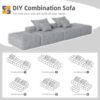 Modern Oversized Modular Sectional Sofa With 2 Ottoman And 2 Seat, Sparkling Chenille Fabric Soft Cushion Sofa With 4 Pillows, 4 Pieces Diy Combination Tufted Sofa, No Assembly Required - Gray - Image 16