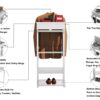 Portable Garment Rack, Clothes Valet Stand With Storage Organizer - White - Image 8