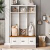 Modern Hall Tree With Entryway Bench, 3 Shelves And Drawers, Wide Hall Tree With Storage Bench For Hallway - White - Image 5
