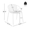 Modern Outdoor 7 Piece Dining Set With Stackable Chairs - Teak / Black / White - Image 10