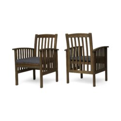 Casa - Acacia Dining Chair Set With Cushions - Dark Gray, 2 Pieces