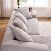 Compression Sofa: Combining Chaise Longue With 3 Seater, Corduroy Fabric, Full Sponge Compression Sofa, Combined Sofa With 4 Pillows For Living / Home Furniture / Apartment - Light Gray - Image 18