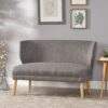 Classic Upholstered Loveseat With Curved Backrest - Gray - Image 4