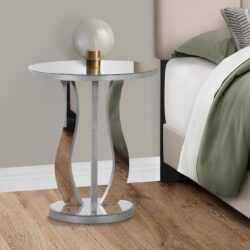 Accent Table, Side Mirror, Transitional - Silver