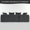 Compression Sofa: Combining Chaise Longue With 3 Seater, Corduroy Fabric, Full Sponge Compression Sofa, Combined Sofa With 4 Pillows For Living / Home Furniture / Apartment - Gray - Image 22