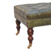 Buffalo - Leather Ottoman With Castor Legs - Green - Image 7