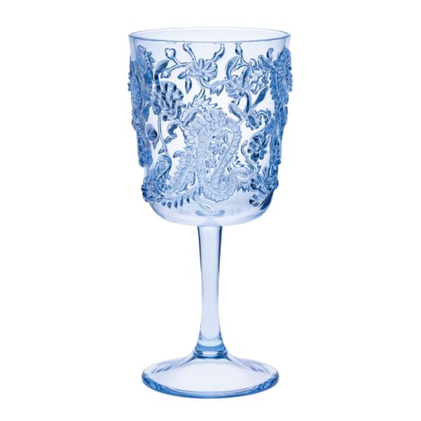Paisley - Acrylic Wine Glasses (Set of 4), Bpa Free, Unbreakable, 13Oz - Blue