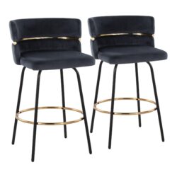 Cinch - Contemporary Fixed Height Counter Stool With Swivel With Round Footrest (Set of 2) - Black