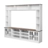 Wall Unit Entertainment Center With Bookshelves For TVs Up To 80", Modern TV Stand Media Console With Cabinets, Tempered Glass Doors And Adjustable Shelves For Living Room - White - Image 12
