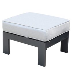 Patio Indoor Outdoor Aluminum Ottoman Footstool With Cushion - Powdered Pewter