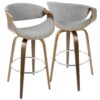 Curvini - Mid-Century Modern Fixed Height Barstool With Swivel (Set of 2) - Gray - Image 2