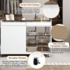 Multi-Functional Storage Island Movable Storage Cabinet Island Vanity Dresser With 3 Side Storage Drawer, A Reversible Top Storage Space And 2 Glass Display Shelves - White - Image 4