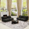 Modern Oversized Modular Sofa Set Chenille Fabric Living Room Sofa With Cylindrical Pillows, Freely Arrangeable - Black - Image 5