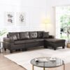 Modern Sectional Sofa Set With L Shape Chaise Lounge And Cup Holder - Chocolate Brown - Image 2