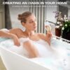 59" Freestanding Solid Surface Bathtub, Luxury Man-Made Stone Resin Freestanding Soaking Bathtub With Overflow And Pop-Up Drain For Contemporary Bathroom 22S03-59Gw - Glossy White - Image 5