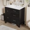 Bathroom Vanity With Ceramic Sink, Flip Out Drawer Design For Plumbing, Soft Close Drawers - Black - Image 6