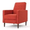 Macedonia - Mid Century Modern Button Tufted Fabric Recliner - Orange - Image 11