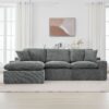 Cloud Sectional Sofa Upholstered Sofa Couch With Double-Layer Cushion And Side Pockets, Free Combined Sectional Sofa Full Compressed Sofa For Living Room - Gray - Image 5