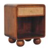 Open Woven Bedside Table, 1 Drawer - Chestnut - Image 2