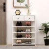 Storage Rack Storage Organiser In The Entryway Economical Home Shoe Rack Multi-Layer Shoe Cabinet, Bring 2 Drawers, Very Suitable For Entrance Hallway - White - Image 3