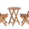3 Piece Acacia Bistro Set, Folding Patio Furniture For Garden Backyard Balcony Porch With 1 Coffee Table And 2 Foldable Chairs - Light Brown - Image 11