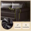 Pull Out Sofa Bed, 3 In 1 Faux Leather Convertible Sleeper Sofa With Nailhead Trim & Rolled Arm Multifunctional Sofa Bed For Living Room - Dark Brown - Image 17