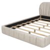 Queen Size Upholstered Platform Bed, Polyester - Beige - Image 7