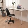 Pp With Wheels Adjustable Height Office Chair For Study, Modern Armless Swivel Plastic Chair For Living Room - Black - Image 2