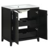 Freestanding Bathroom Vanity Combo With Ceramic Sink Shaker Style Vanities 2 Doors And 2 Drawers - Black - Image 16