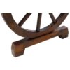 Rustic Country 2 Person Wooden Wagon Wheel Bench With Slatted Seat And Backrest - Brown - Image 7