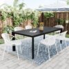Modern Simple Art Style Patio Dining Chairs Stackable With Breathable Design, Metal Legs And Plastic Backrest (Set of 2) - White - Image 5
