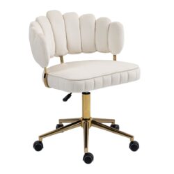 Modern Home Office Desk Chair With Wheels, Swivel, Height Adjustable - Beige