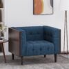 Contemporary Club Chair With Button Tufted Waffle Stitch - Navy Blue - Image 5