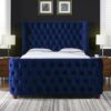 Brooklyn - King Tufted Panel Bed Headboard And Footboard Set - Navy Blue - Image 8
