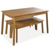 3 Pieces Acacia Wood Table Bench Dining Set For Outdoor & Indoor Furniture With 2 Benches, Picnic Beer Table For Patio, Porch, Garden, Poolside - Natural - Image 8